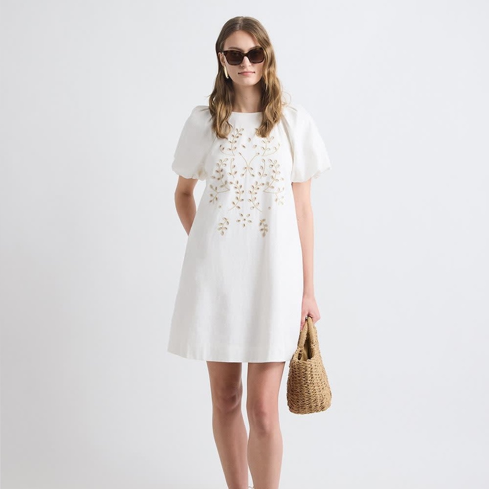 RW&CO. Short-Sleeve Crew-Neck Straight Mini Dress
With Embroidery